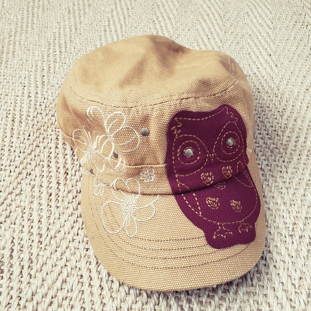 Karma Embroidered "Follow Your Dreams" Owl Flower Engineer Cap 100% Cotton